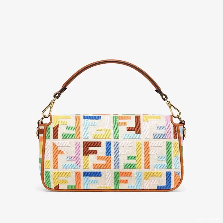 Cheap HOT Baguette In Motif Canvas Multicolor Medium Bag FF Fendi 0513